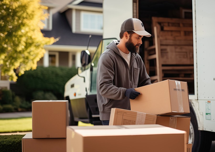 Packed moving truck ready for cross-country transport