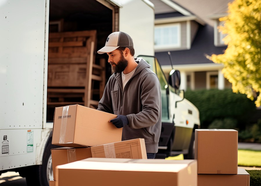 Packed moving truck ready for cross-country transport
