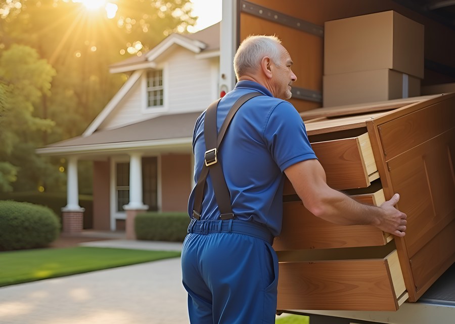Packed moving truck ready for cross-country transport