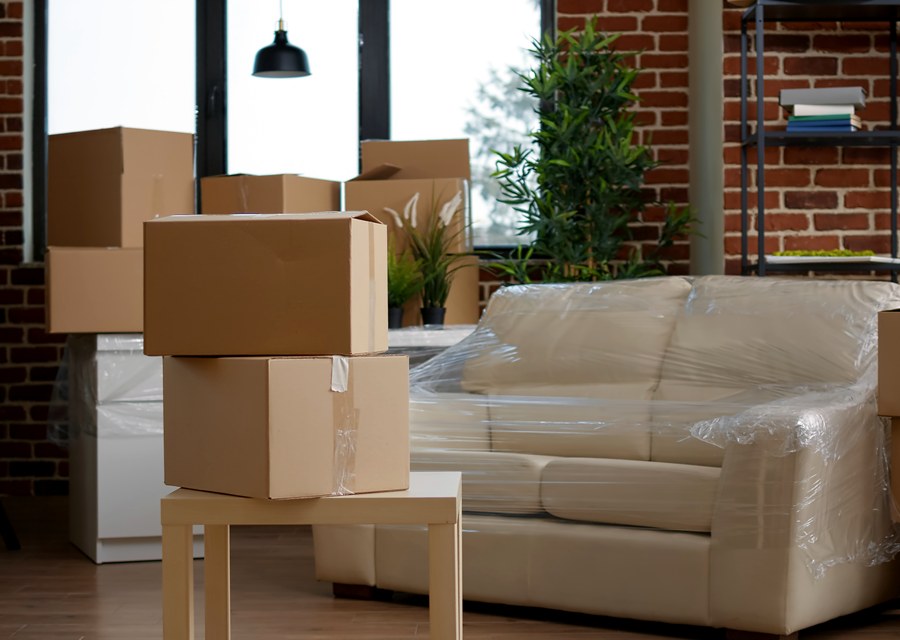 Packed moving truck ready for cross-country transport