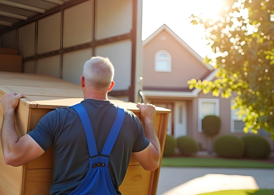 Packed moving truck ready for cross-country transport