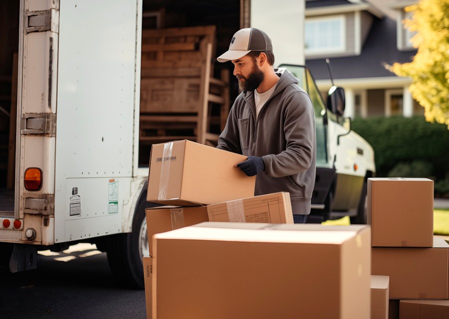 Packed moving truck ready for cross-country transport