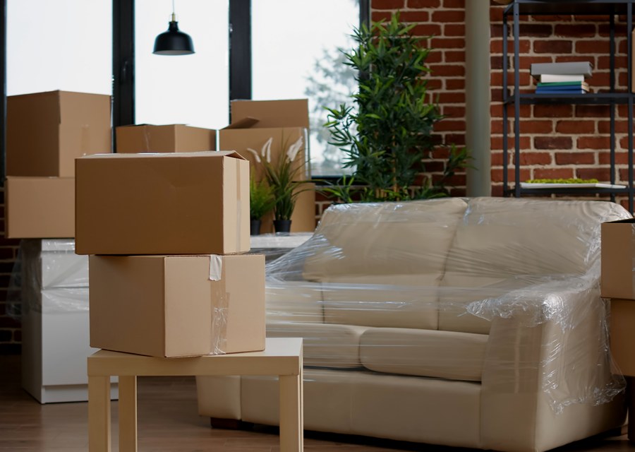 Packed moving truck ready for cross-country transport