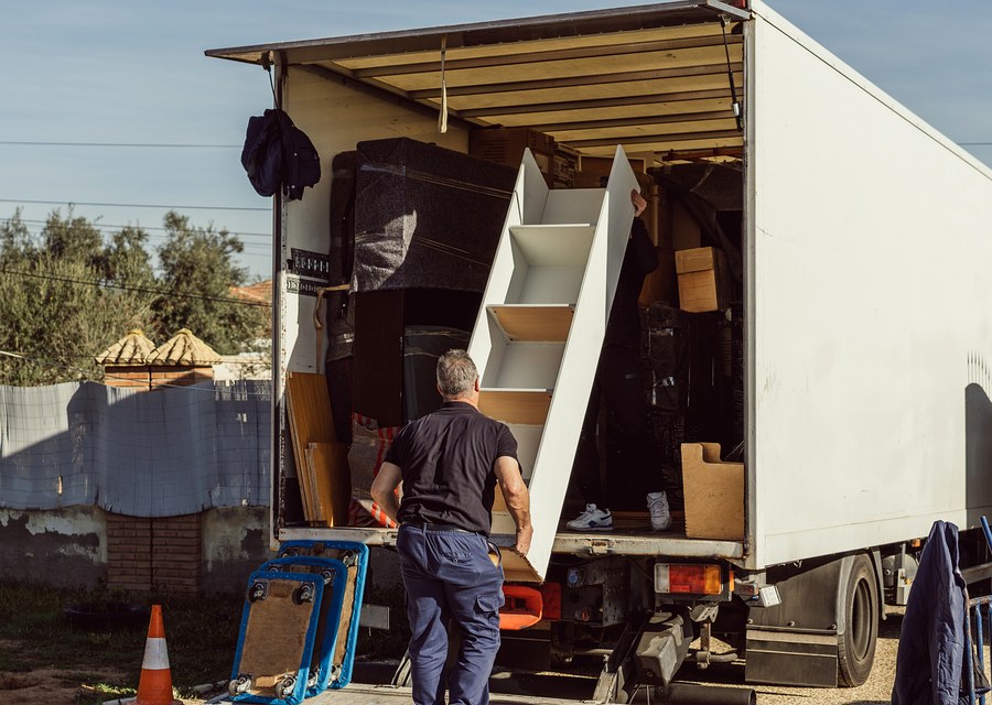 Packed moving truck ready for cross-country transport
