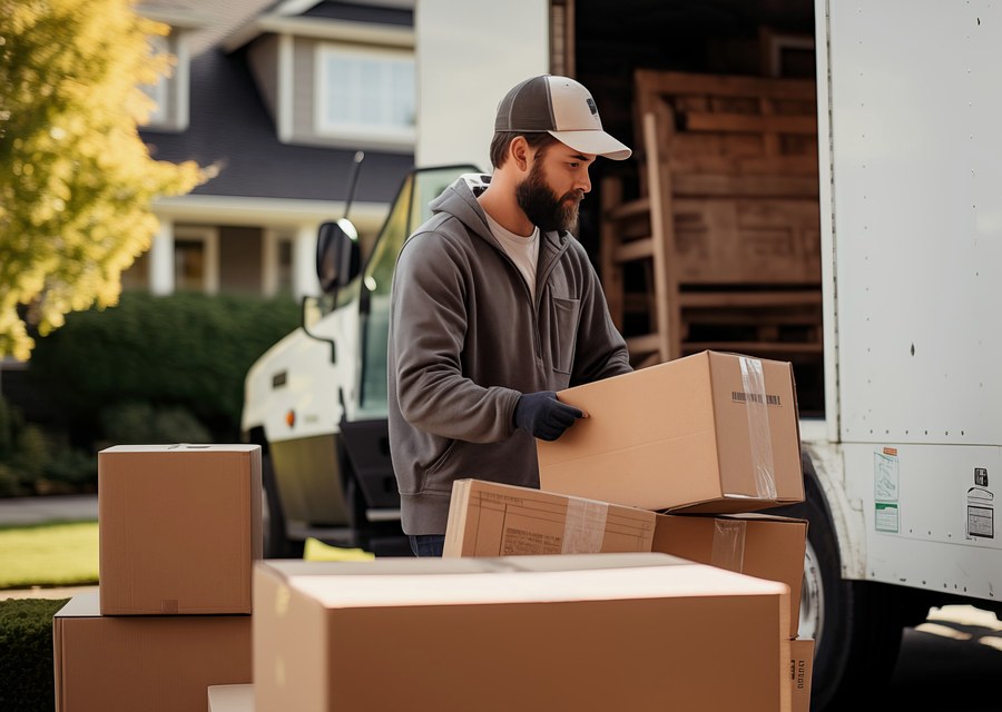 Packed moving truck ready for cross-country transport