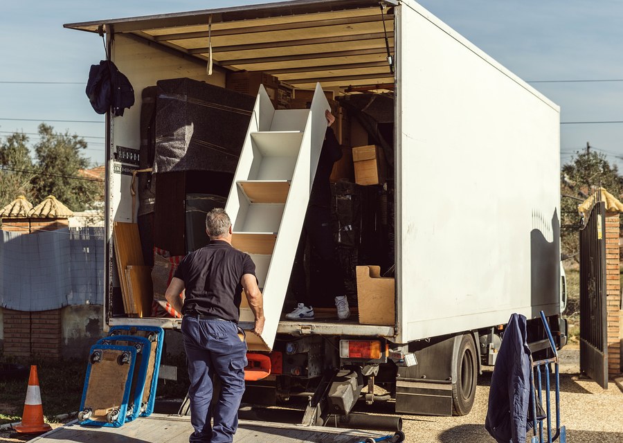 Packed moving truck ready for cross-country transport