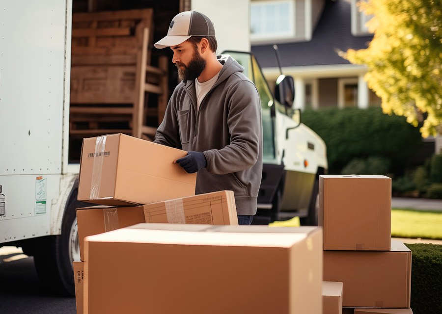 Packed moving truck ready for cross-country transport