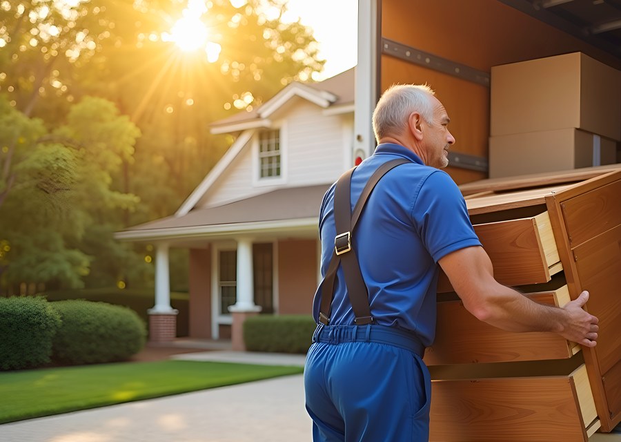 Packed moving truck ready for cross-country transport