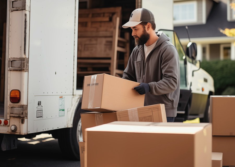Packed moving truck ready for cross-country transport