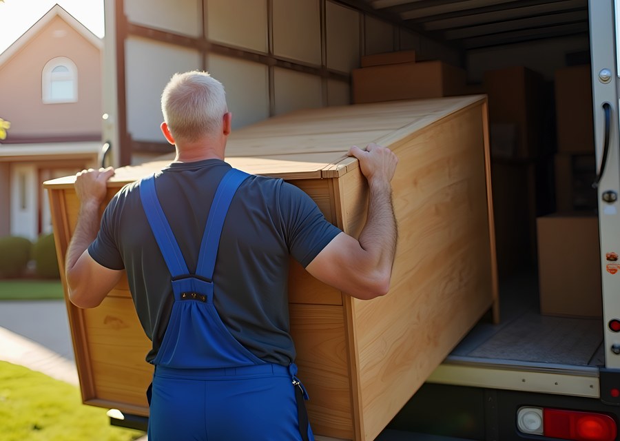 Packed moving truck ready for cross-country transport