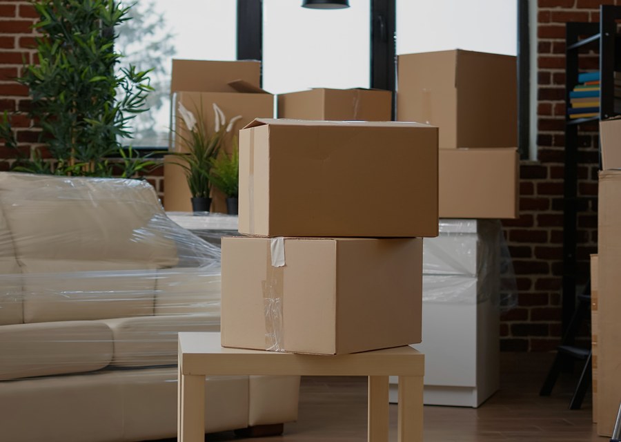 Packed moving truck ready for cross-country transport