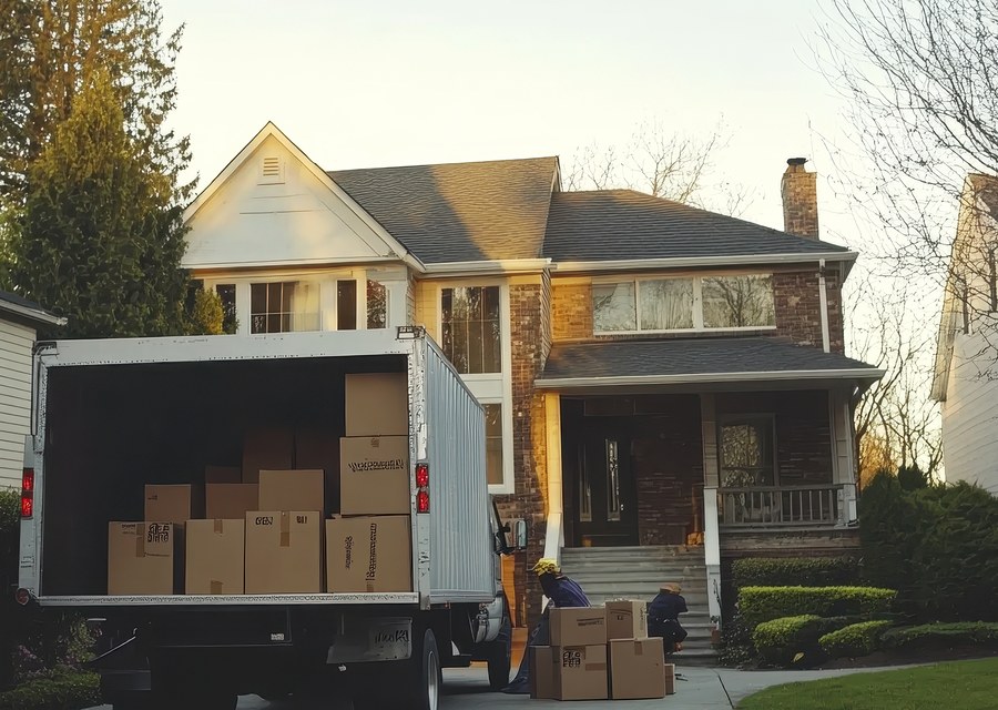 Packed moving truck ready for cross-country transport