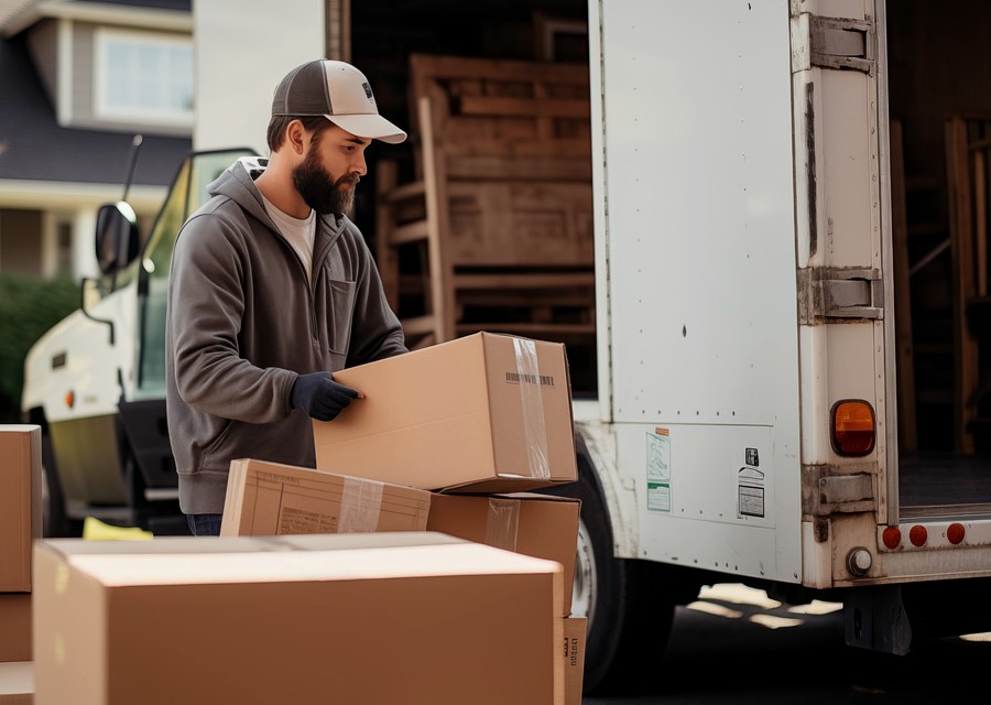 Packed moving truck ready for cross-country transport