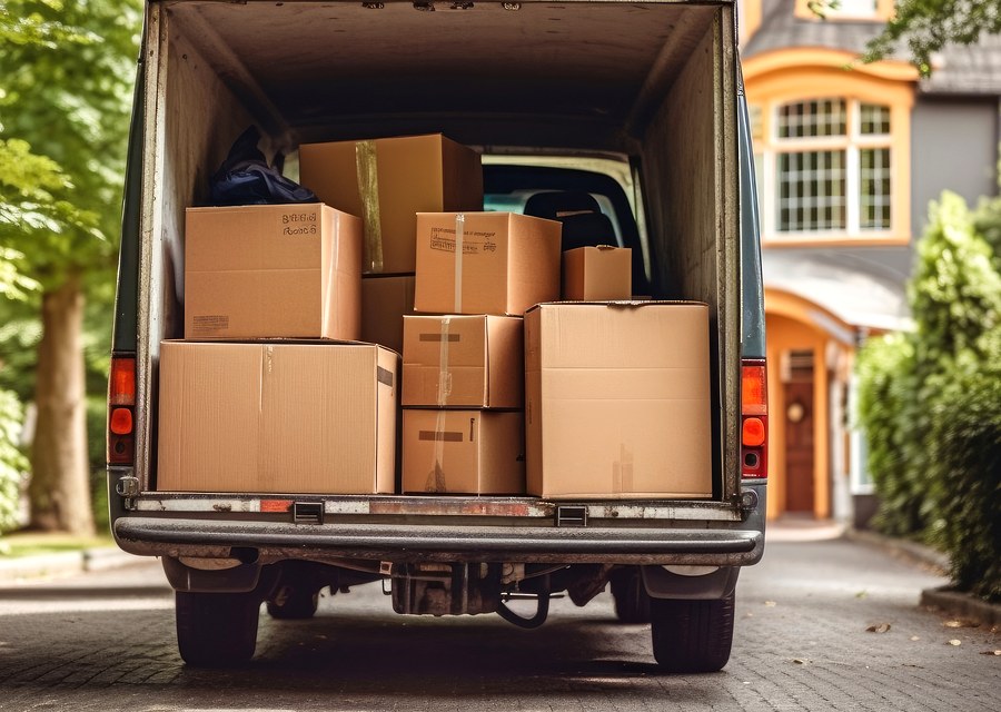 Packed moving truck ready for cross-country transport