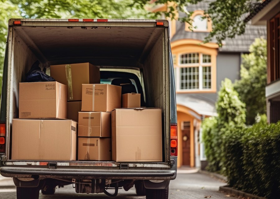 Packed moving truck ready for cross-country transport