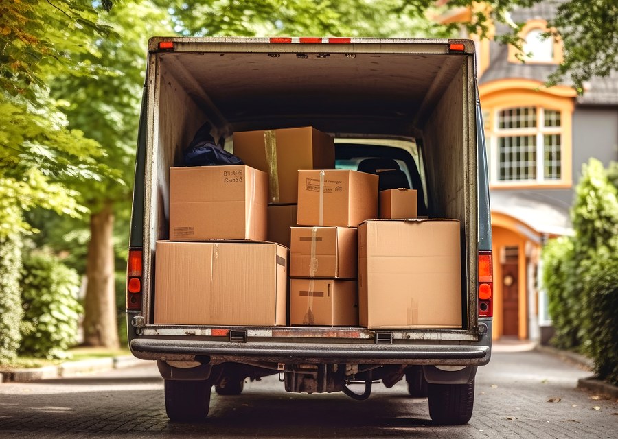 Packed moving truck ready for cross-country transport