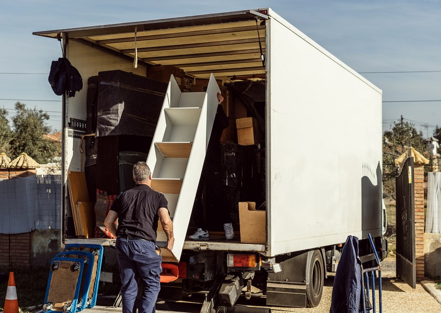 Packed moving truck ready for cross-country transport