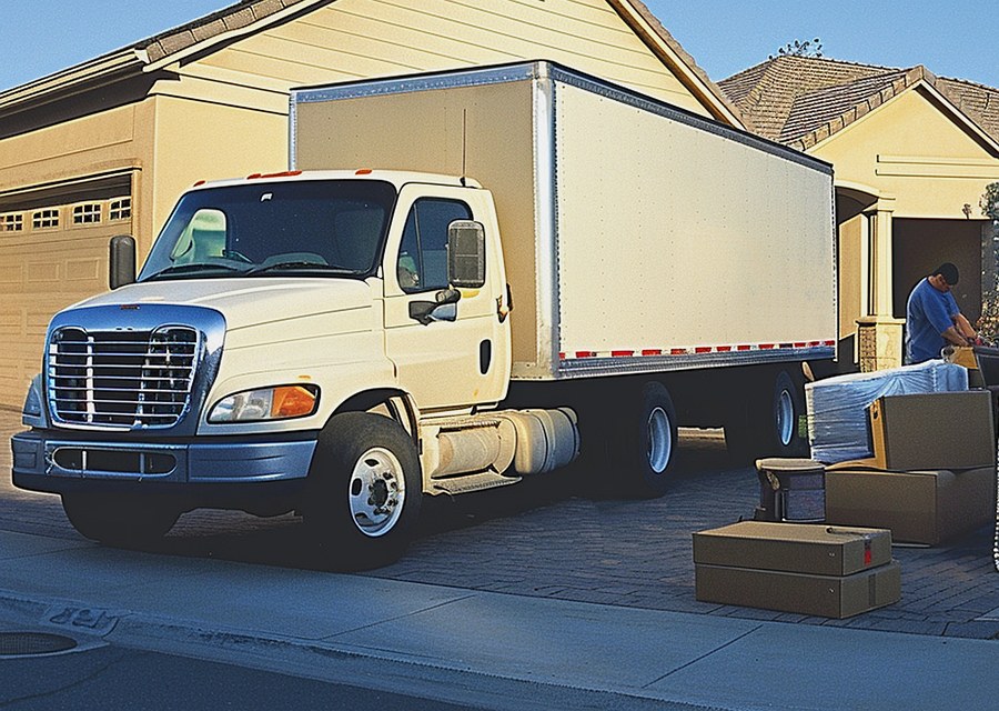 Packed moving truck ready for cross-country transport