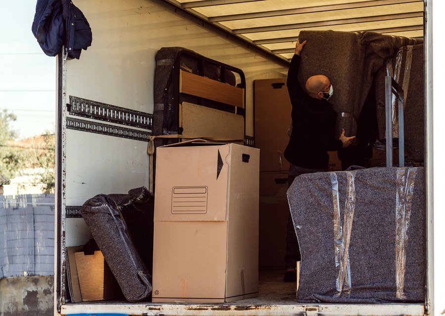 Packed moving truck ready for cross-country transport