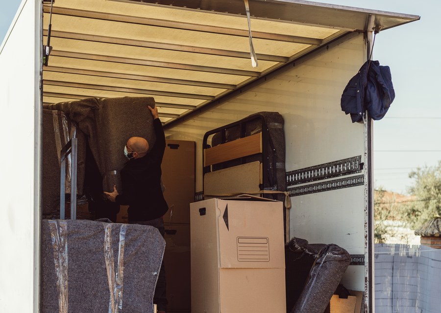 Packed moving truck ready for cross-country transport