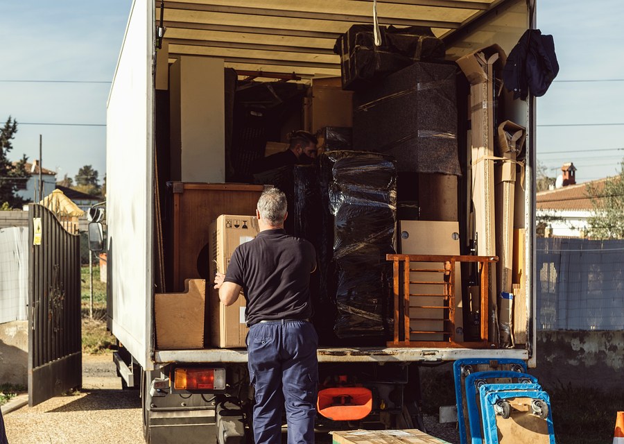 Packed moving truck ready for cross-country transport