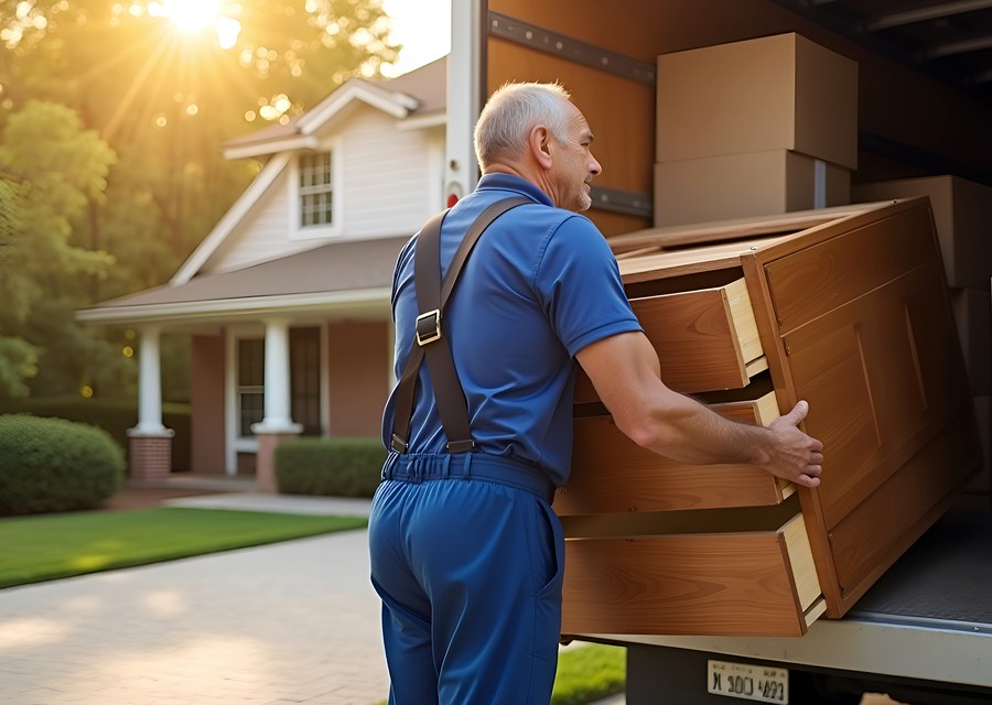 Packed moving truck ready for cross-country transport