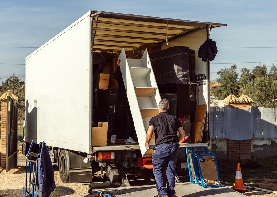 Packed moving truck ready for cross-country transport