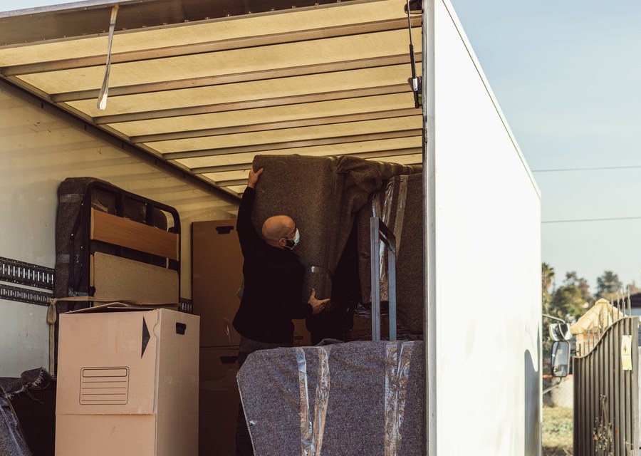 Packed moving truck ready for cross-country transport