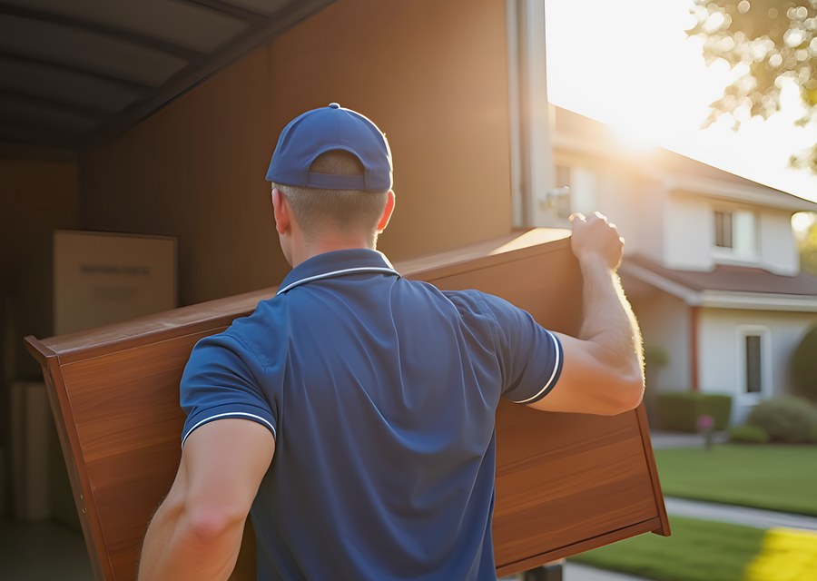 Packed moving truck ready for cross-country transport