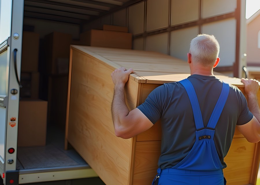 Packed moving truck ready for cross-country transport