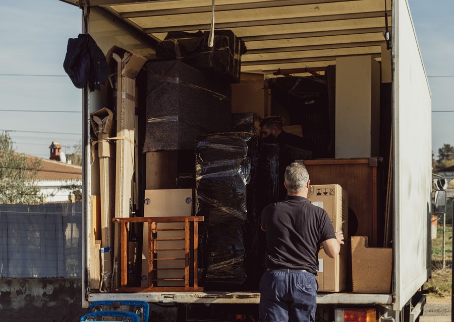 Packed moving truck ready for cross-country transport