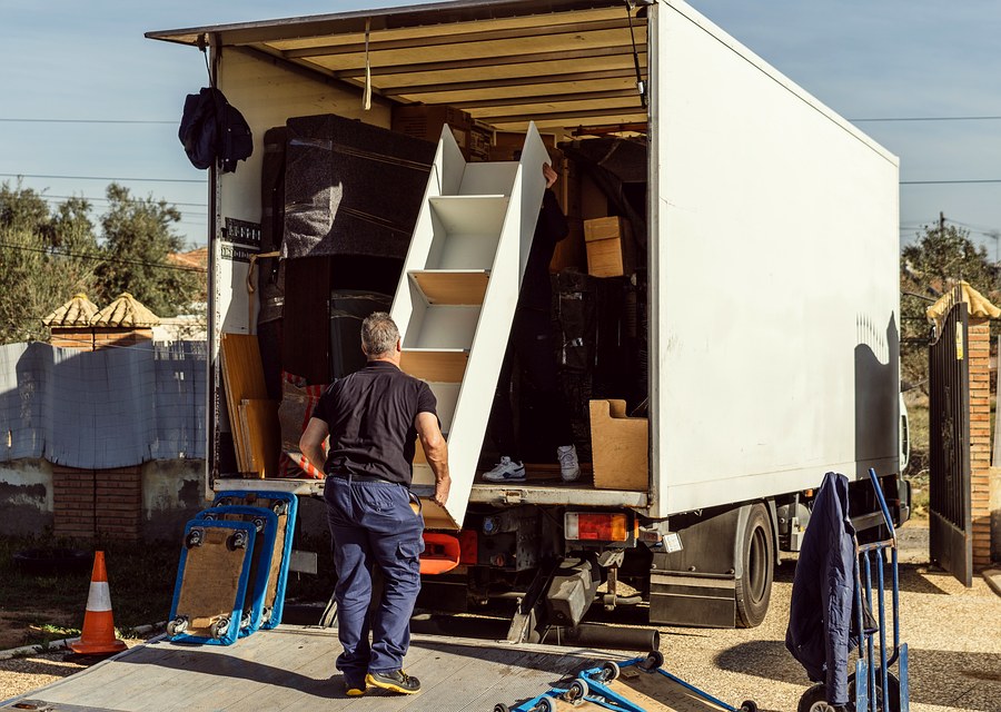 Packed moving truck ready for cross-country transport