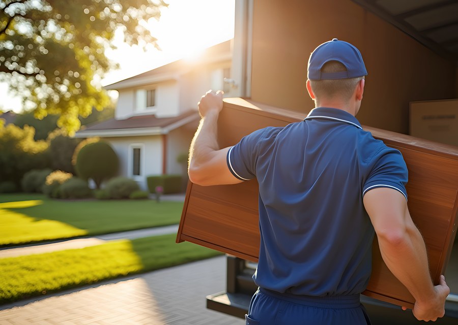 Packed moving truck ready for cross-country transport