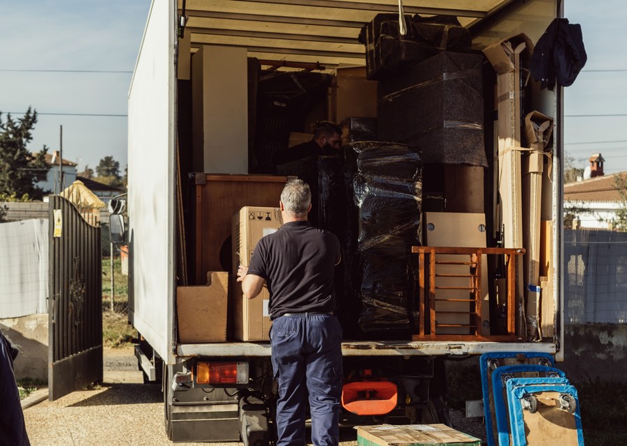 Packed moving truck ready for cross-country transport