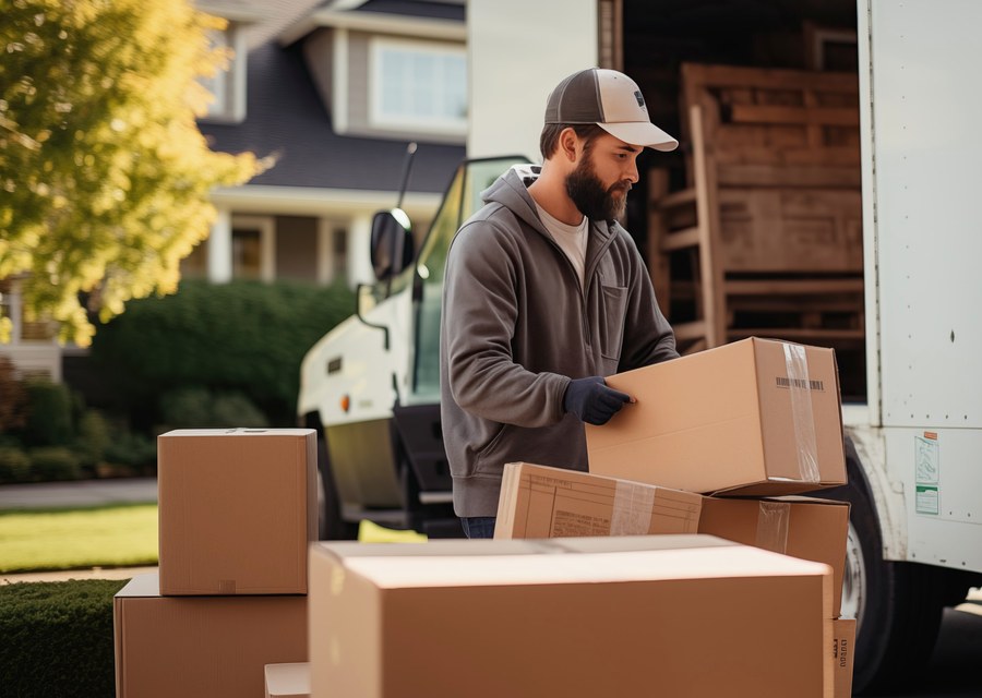 Packed moving truck ready for cross-country transport