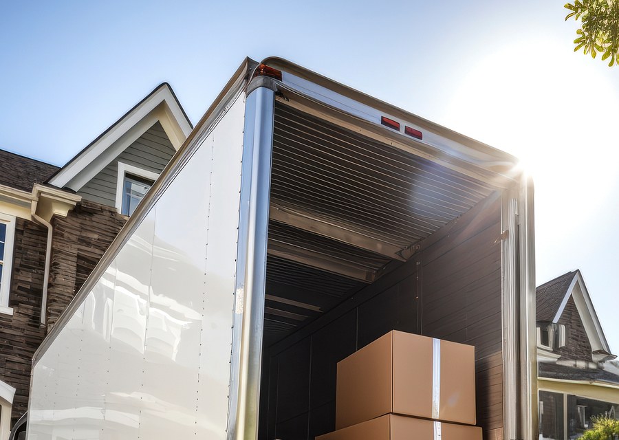 Packed moving truck ready for cross-country transport