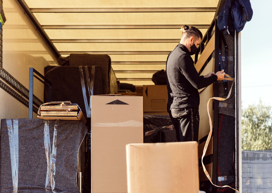 Packed moving truck ready for cross-country transport