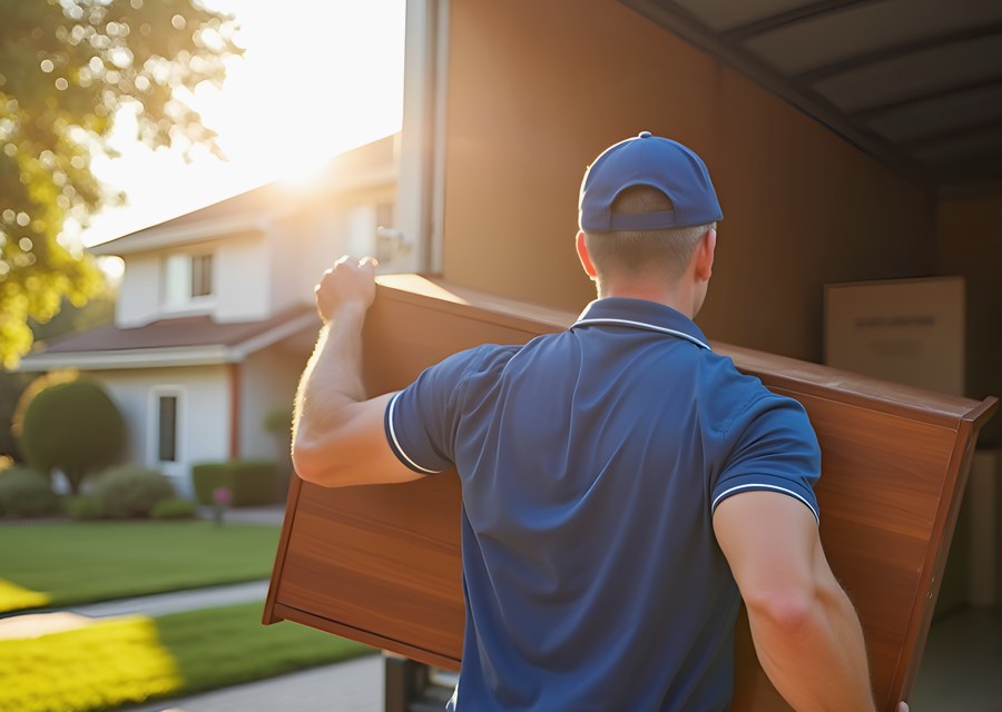 Packed moving truck ready for cross-country transport