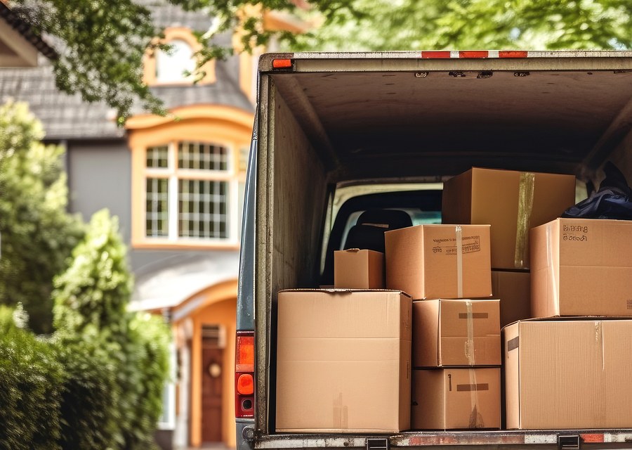 Packed moving truck ready for cross-country transport