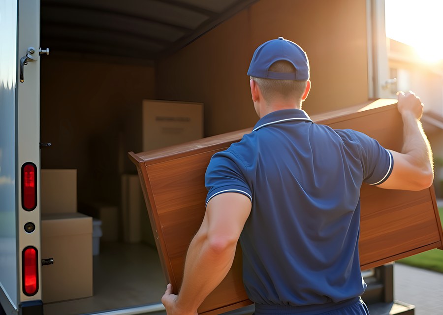 Packed moving truck ready for cross-country transport