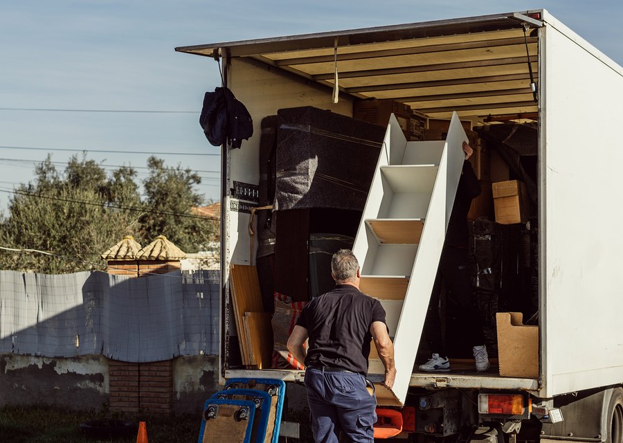 Packed moving truck ready for cross-country transport