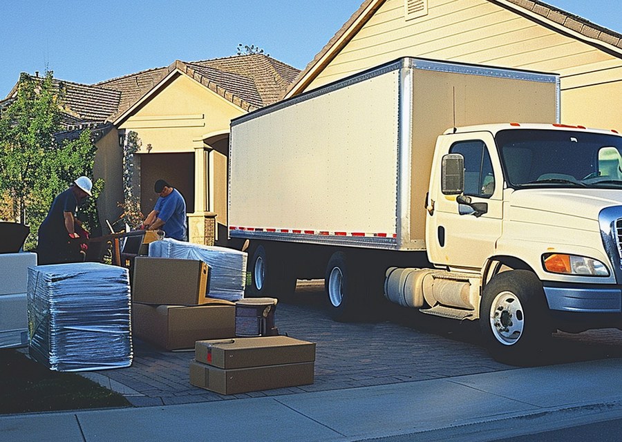 Packed moving truck ready for cross-country transport