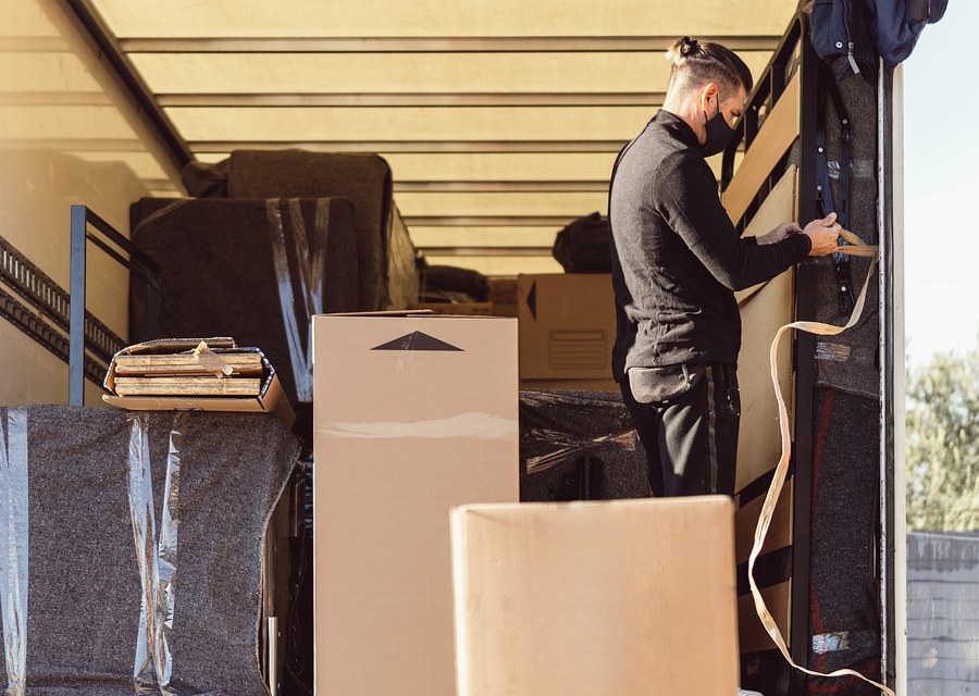 Packed moving truck ready for cross-country transport