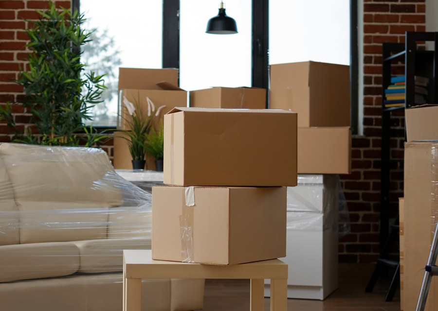 Packed moving truck ready for cross-country transport