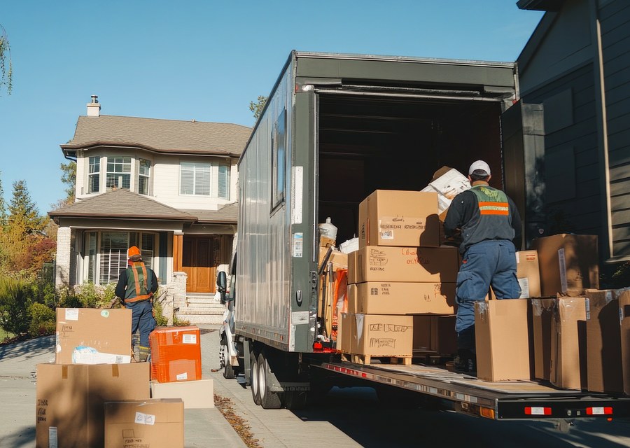 Packed moving truck ready for cross-country transport