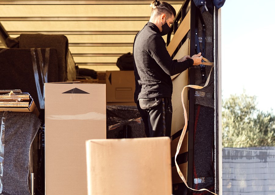 Packed moving truck ready for cross-country transport