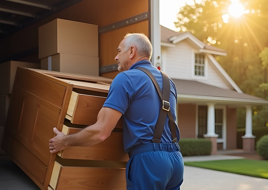 Packed moving truck ready for cross-country transport