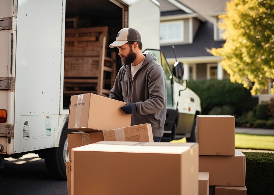 Packed moving truck ready for cross-country transport