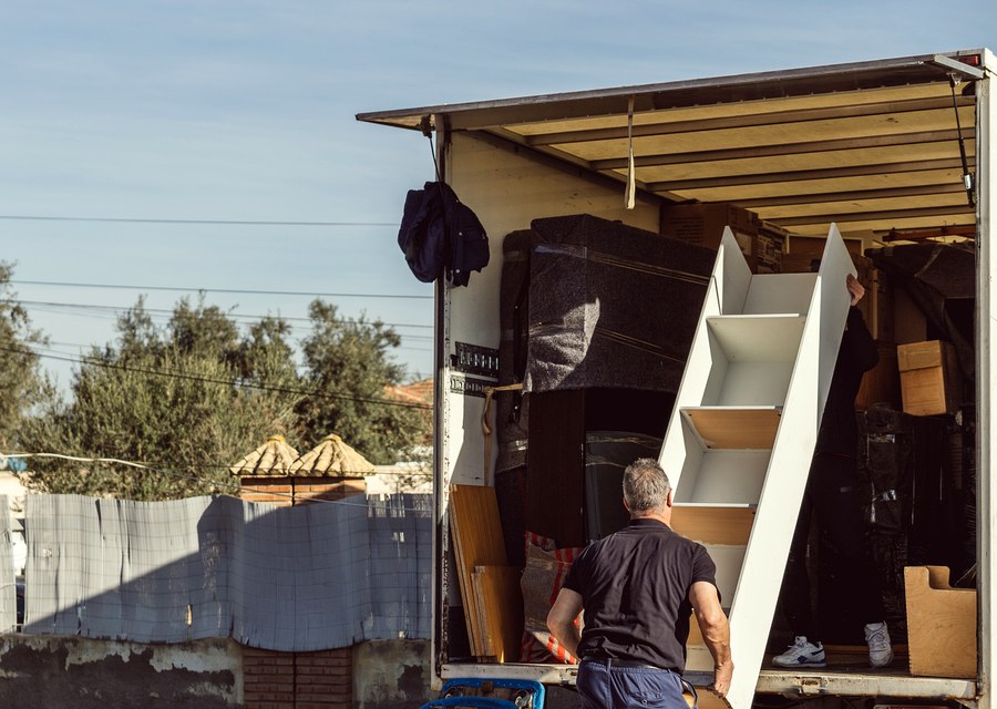 Packed moving truck ready for cross-country transport