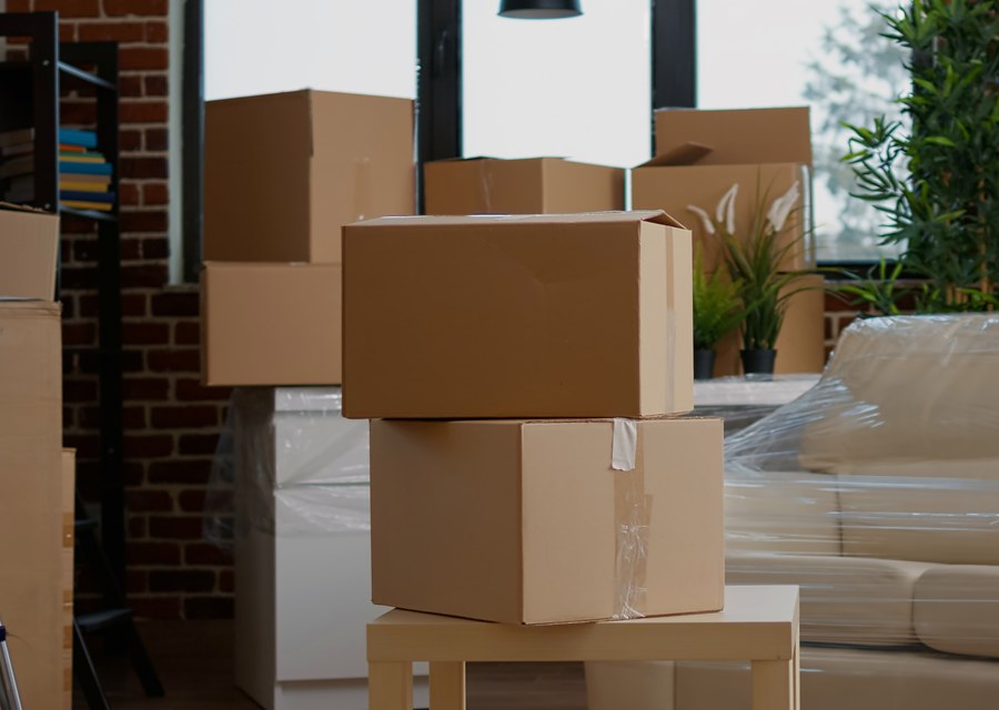 Packed moving truck ready for cross-country transport